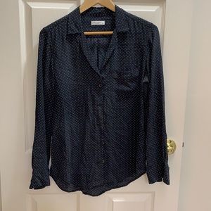 Equipment silk pajama style blouse